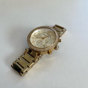 Michael Kors Watch Woman’s Gold Stainless Steel Parker Chronograph Watch